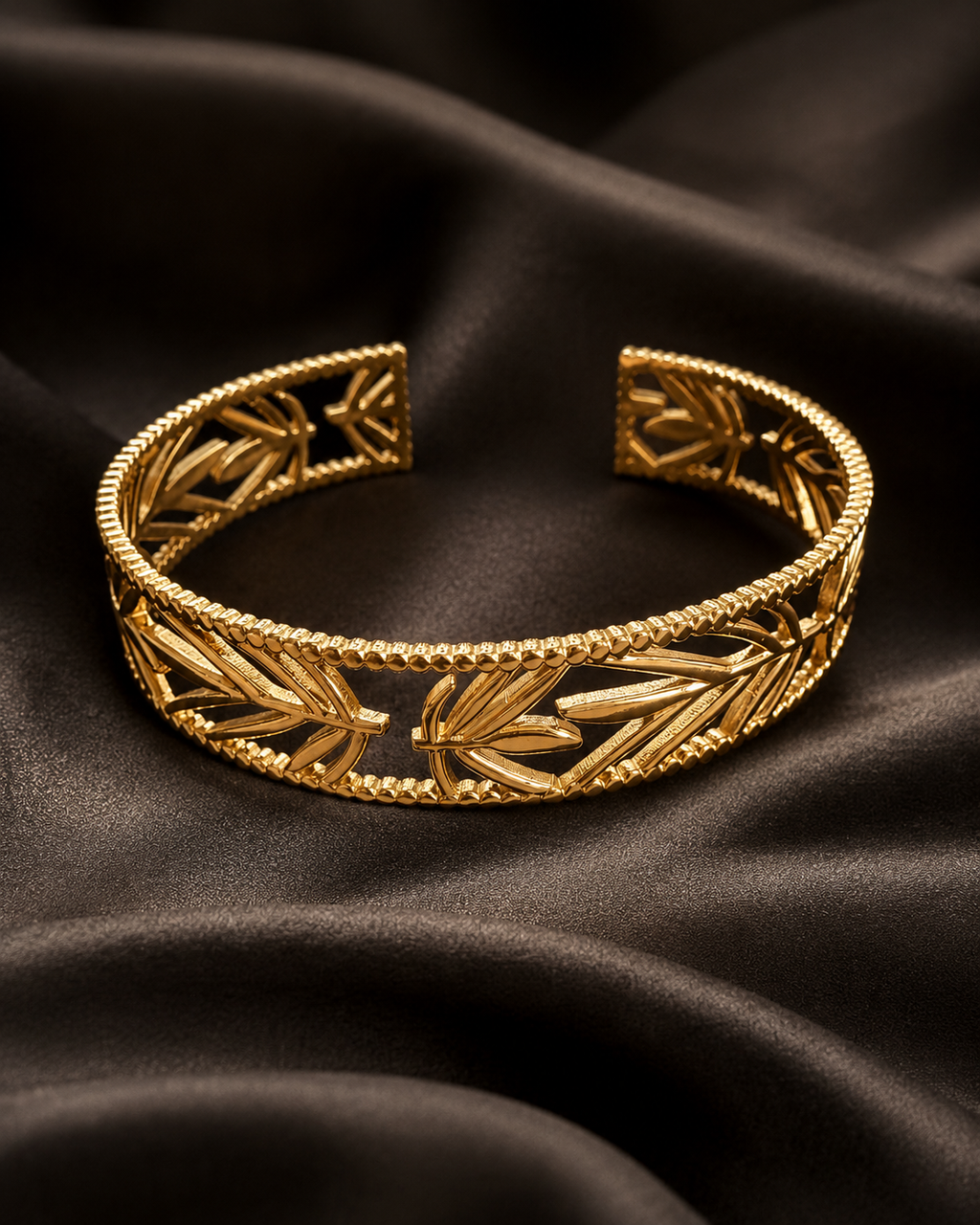 18K Gold Plated Leaf Bangle image 4
