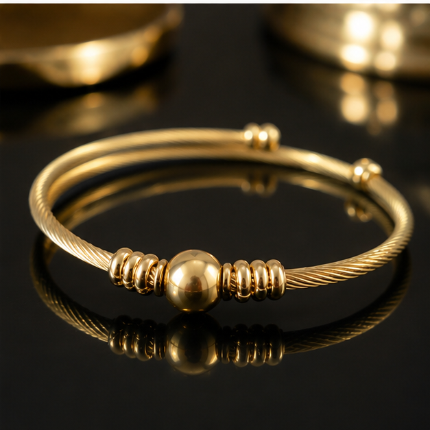 18K Gold Plated Twisted Cable Bangle
