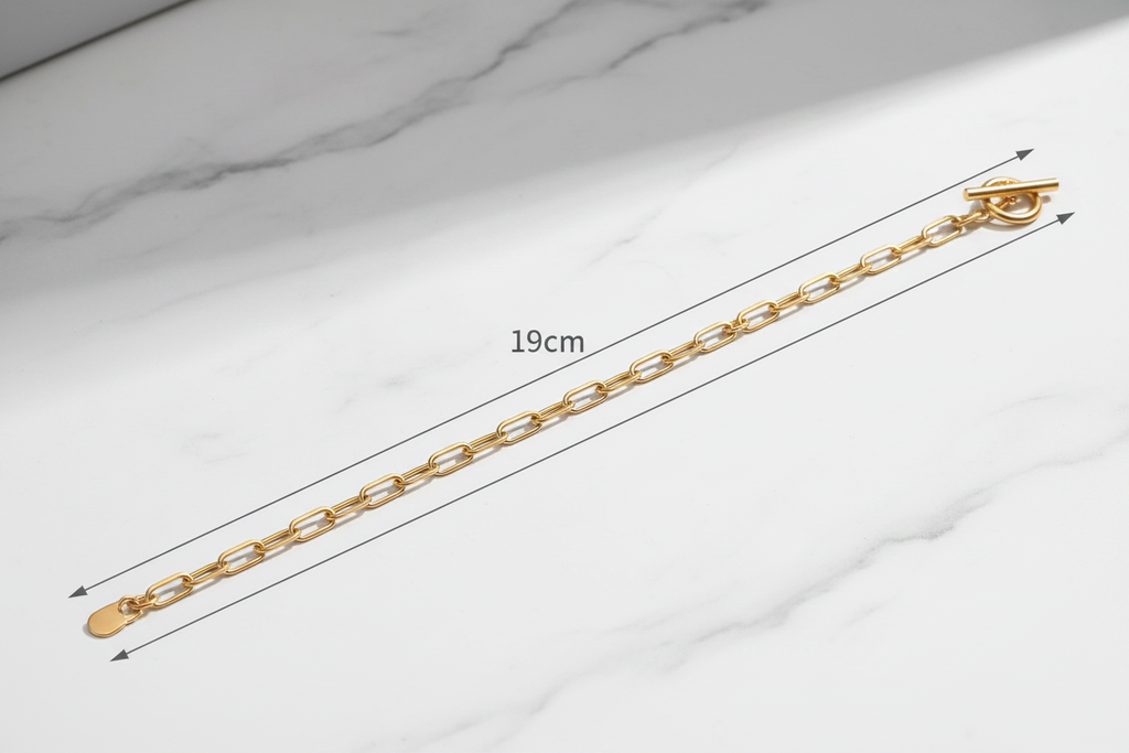 18K Gold Plated Toggle Bracelet – Marble – 19cm