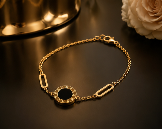 18K Gold Plated Roman Numeral Bracelet image 0
