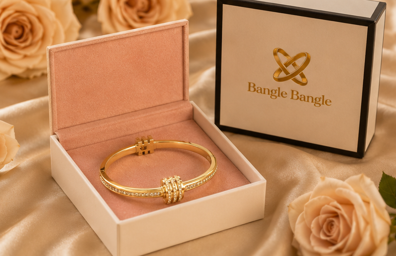 18K Gold Plated Crystal Luxe Bangle image 3
