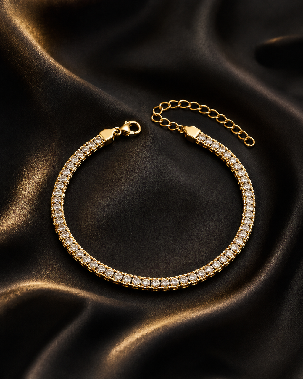 18K Gold Plated Crystal Chain Bracelet image 1