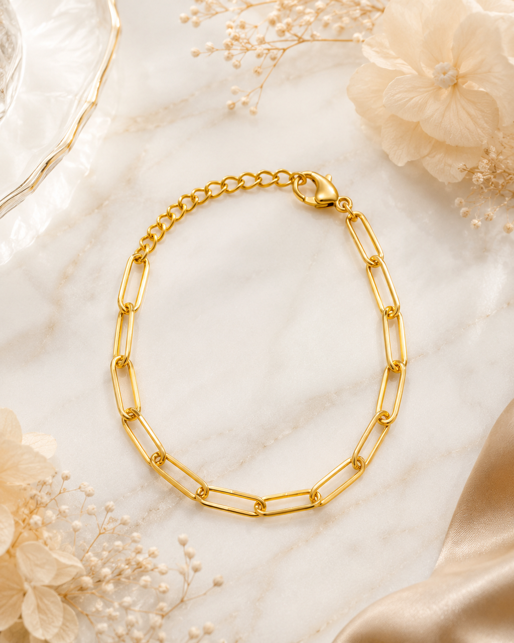 18K Gold Plated Paperclip Chain Bracelet image 0
