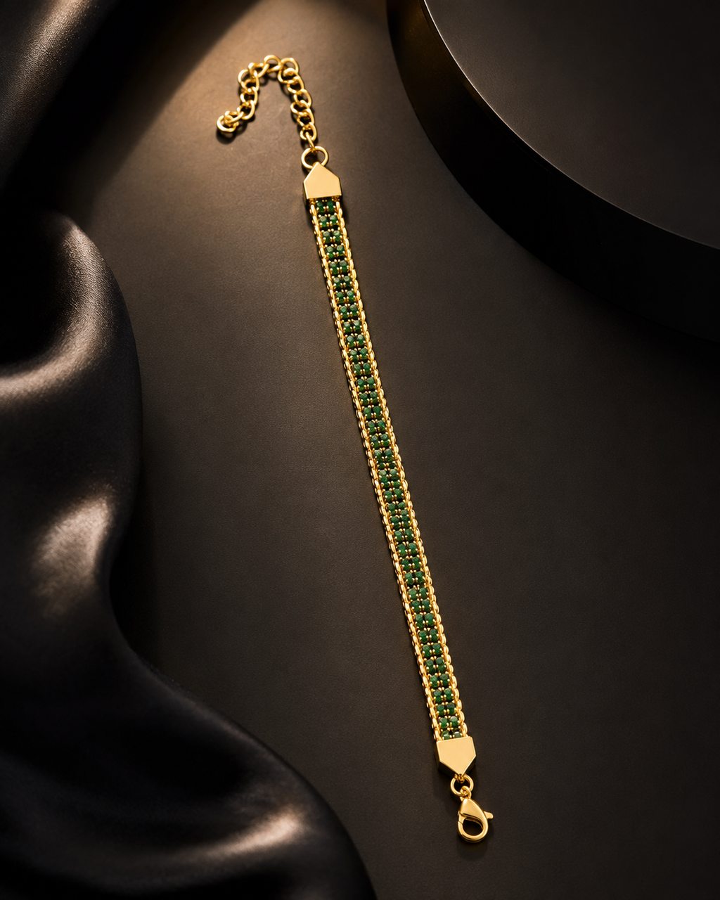 18K Gold Plated Green Chain Bracelet image 4