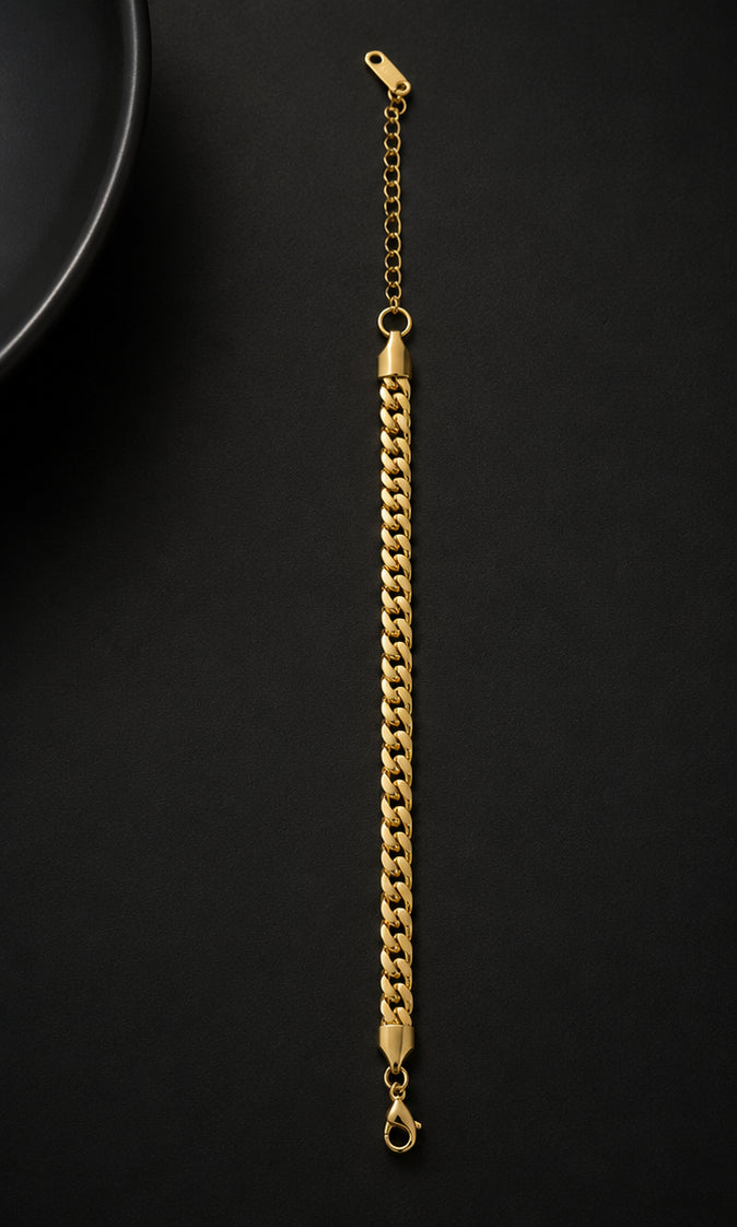 18K Gold Plated Slim Cuban Link Bracelet image 2
