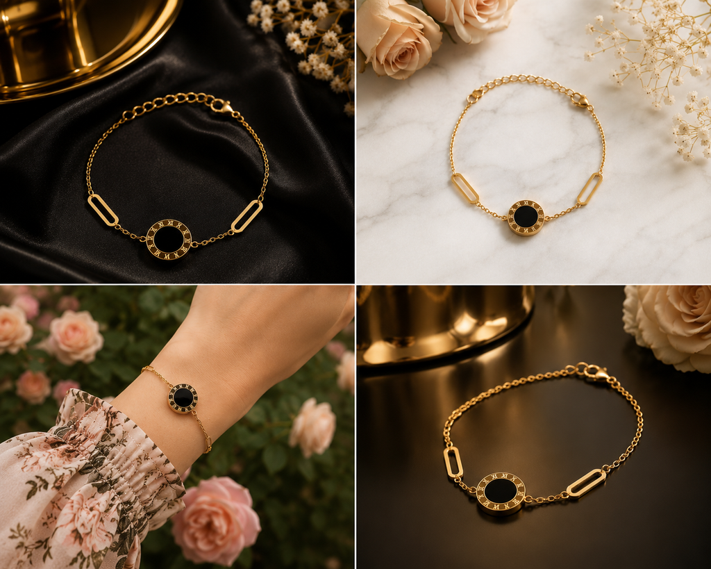 18K Gold Plated Roman Numeral Bracelet image 4