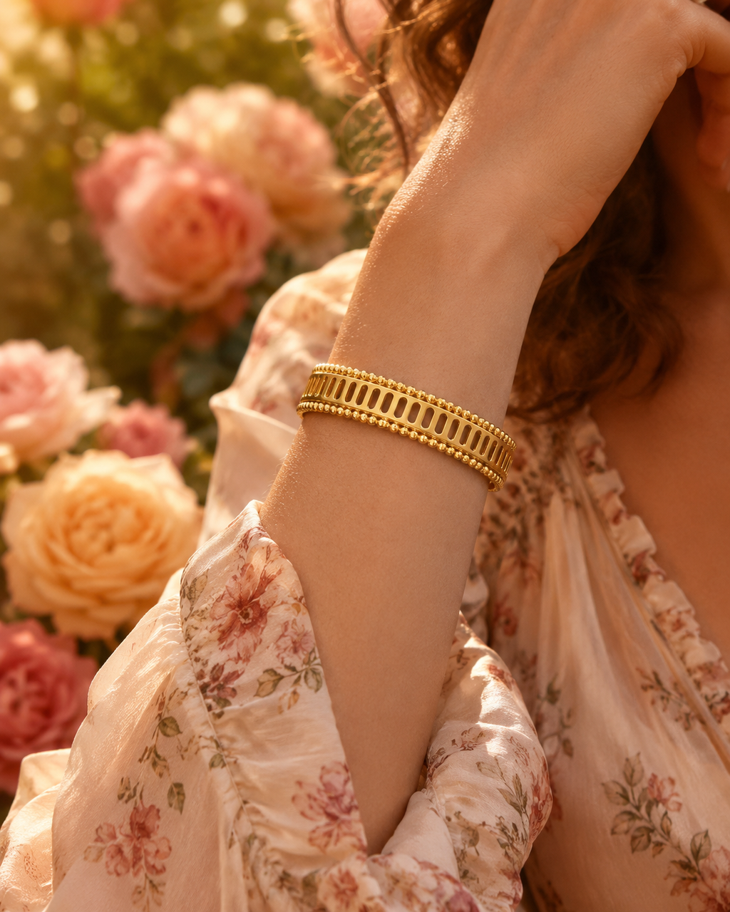 18K Gold Plated Open Cuff Bangle image 1