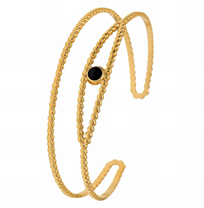 18K Gold Plated Noir Split Bangle image 1