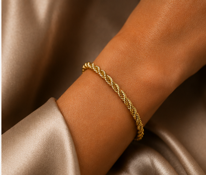 18K Gold Plated Rope Chain Bracelet image 2