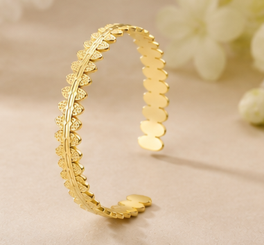 18K Gold Plated Scalloped Bangle image 4