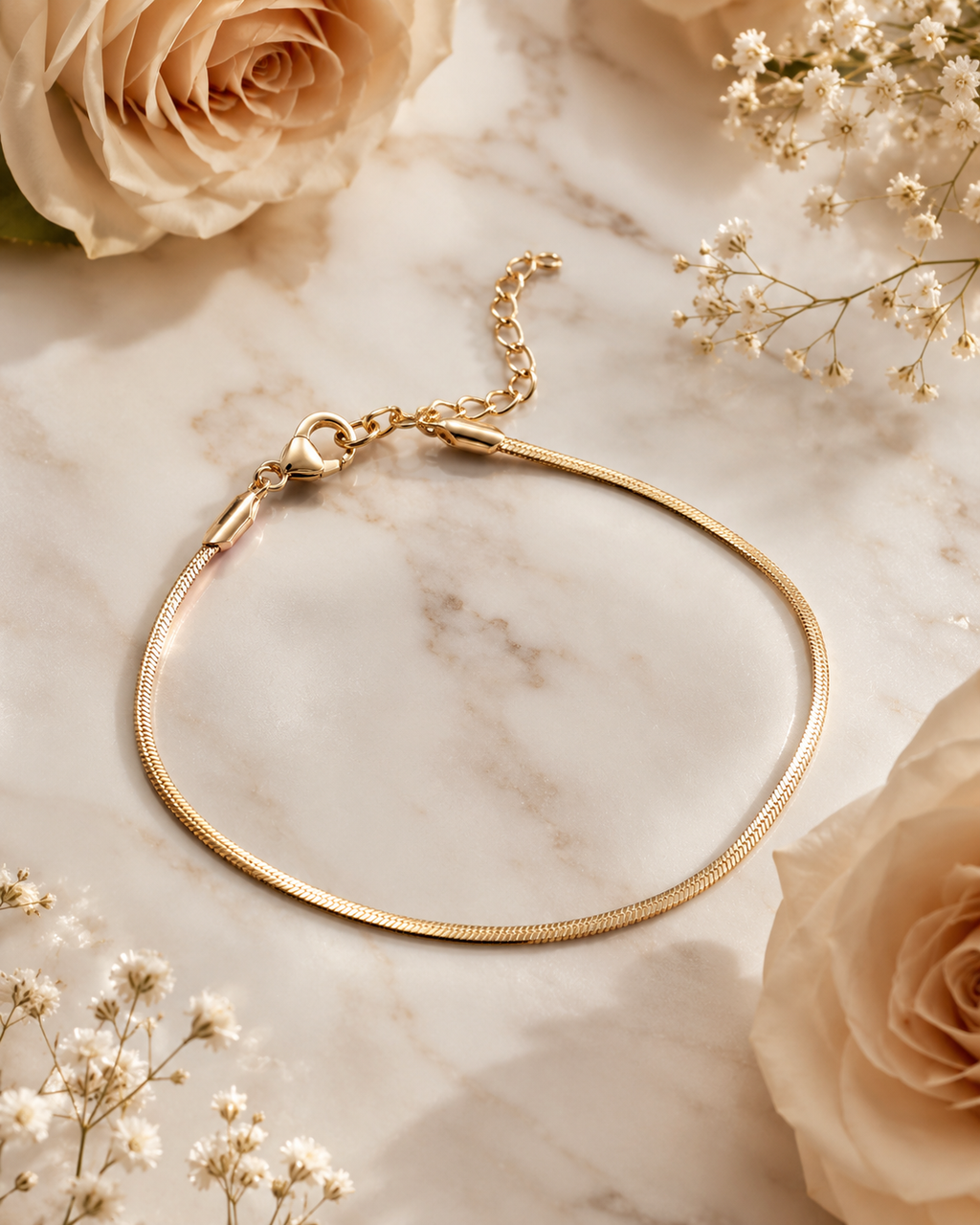 18K Gold Plated Snake Chain Bracelet image 1