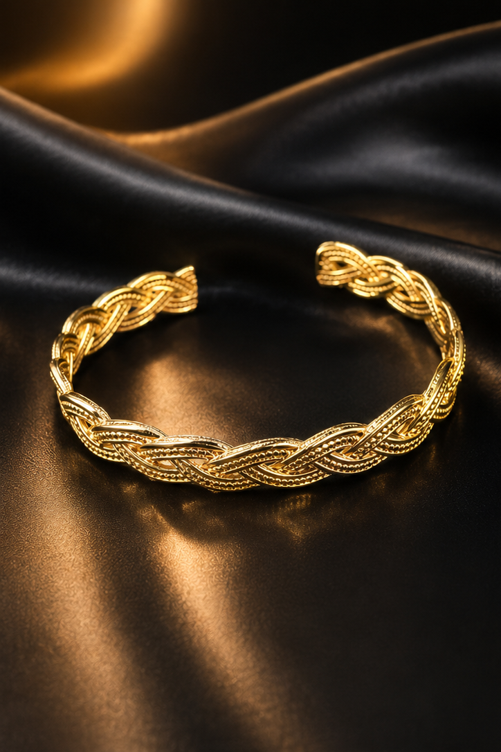 18K Gold Plated Braided Bangle image 3