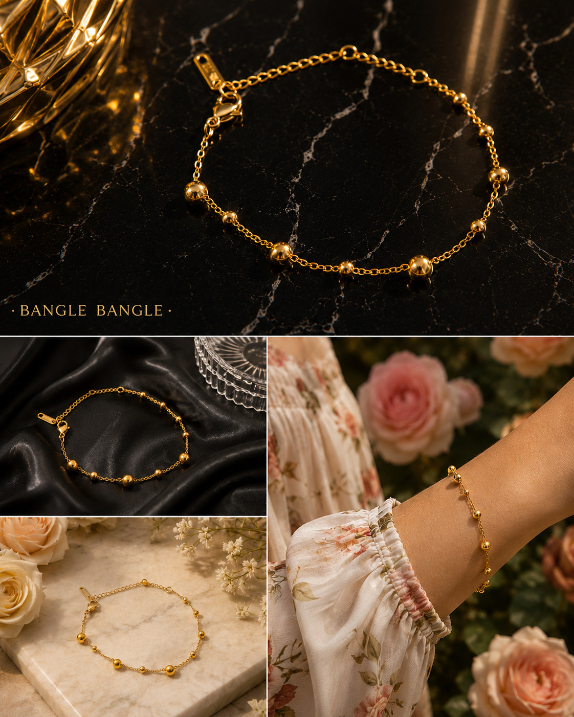 18K Gold Plated Polished Spheres Bracelet image 0