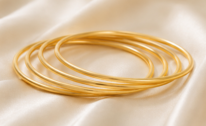 Set of 4 18K Gold Plated Classic Bangle Set image 3
